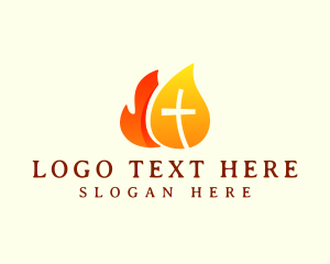 Holy - Fire Cross Crucifix logo design