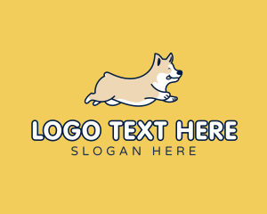 Adorable - Happy Running Dog logo design