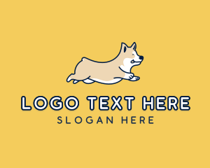 Adorable - Happy Running Dog logo design