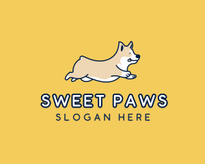 Adorable - Happy Running Dog logo design