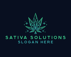 Sativa - Crystal Weed Cannabis logo design