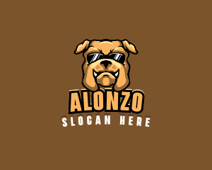 Glasses Bulldog Animal logo design