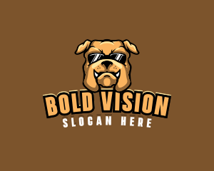 Glasses Bulldog Animal logo design