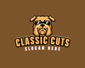 Glasses Bulldog Animal logo design