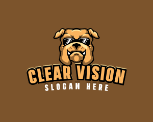 Glasses Bulldog Animal logo design