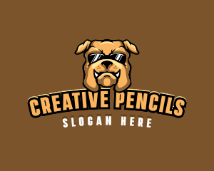 Glasses Bulldog Animal logo design