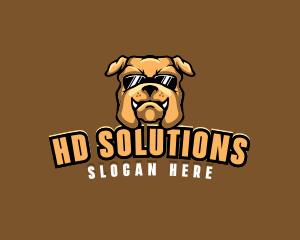 Glasses Bulldog Animal logo design