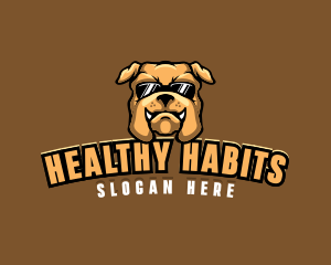 Glasses Bulldog Animal logo design