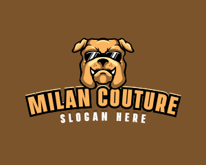 Glasses Bulldog Animal logo design