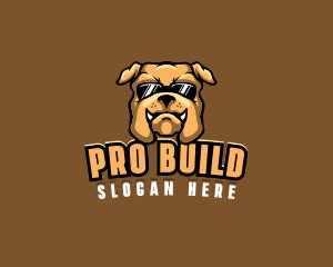 Glasses Bulldog Animal logo design