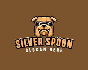 Glasses Bulldog Animal logo design