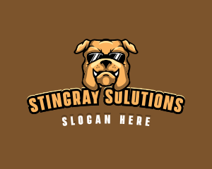 Glasses Bulldog Animal logo design