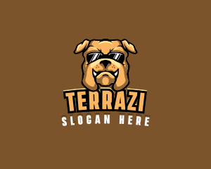 Glasses Bulldog Animal logo design