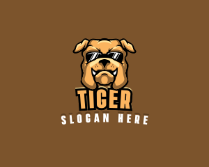 Glasses Bulldog Animal logo design