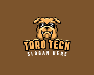 Glasses Bulldog Animal logo design