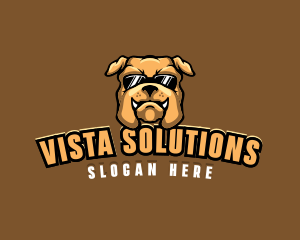 Glasses Bulldog Animal logo design