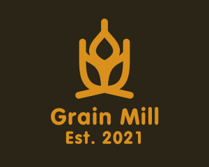 Mill - Gold Minimalist Wheat Mill logo design