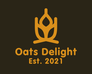 Oats - Gold Minimalist Wheat Mill logo design