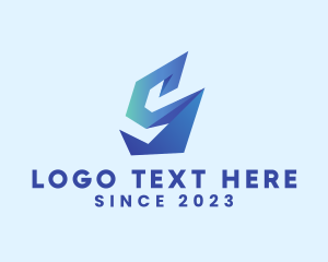 Triangle - 3D Origami Letter S logo design