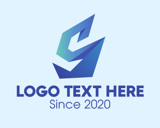 3D Blue Origami Letter S  Logo