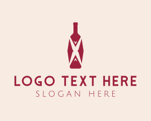 Alcohol - Letter X Wine Bottle logo design