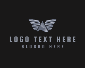 Flying School - Metallic Letter A Wings logo design