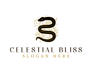 Snake Floral Celestial logo design