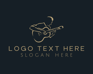 Busker - Guitar Musician Instrument logo design