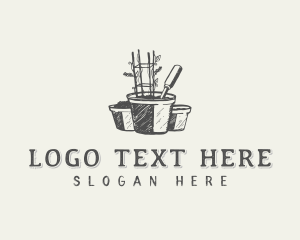 Potted Plants - Backyard Potted Garden logo design