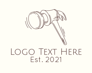 Brown - Vintage Construction Hammer logo design