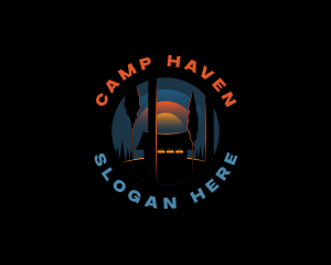 Camping Forest Woods logo design