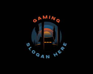 Lodging - Camping Forest Woods logo design