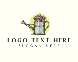 Rustic - Watering Can Gardening logo design