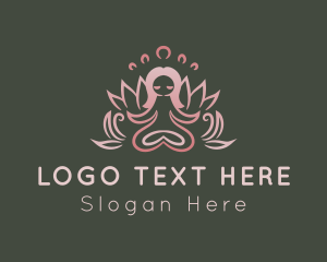 Pink - Yoga Lotus Woman logo design
