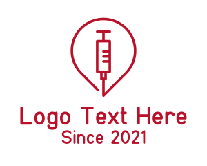 Location Pin - Red Syringe Vaccine logo design