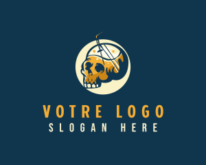 Whiskey - Skull Alcohol Cocktail logo design