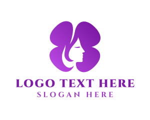 Girl - Purple Beautiful Lady Flower logo design