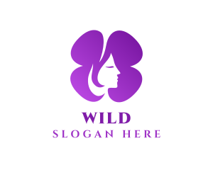 Purple Beautiful Lady Flower Logo