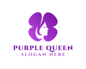 Purple Beautiful Lady Flower logo design