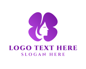 Hairdressing - Purple Beautiful Lady Flower logo design