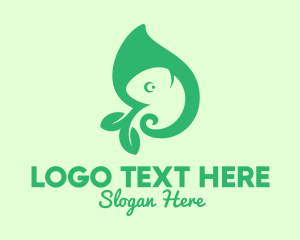 Cute - Green Leaf Chameleon logo design