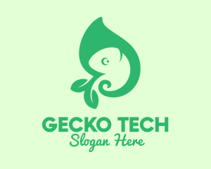 Gecko - Green Leaf Chameleon logo design