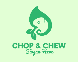 Green - Green Leaf Chameleon logo design