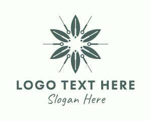 Acupuncture - Flower Leaf Needle logo design