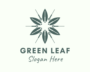 Flower Leaf Needle logo design