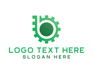 Cog - Green Gear Letter B logo design