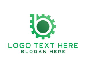 Turbo - Green Gear Letter B logo design