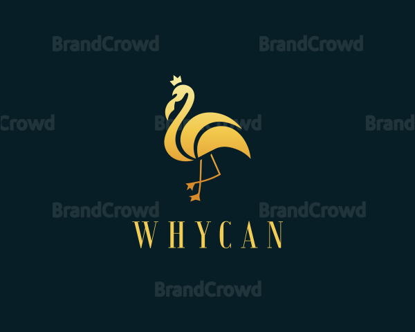 Crown Flamingo Bird Logo