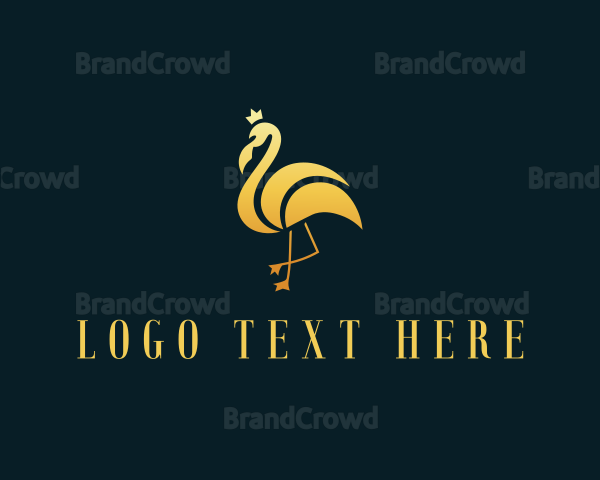 Crown Flamingo Bird Logo