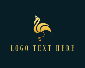 Gold - Crown Flamingo Bird logo design